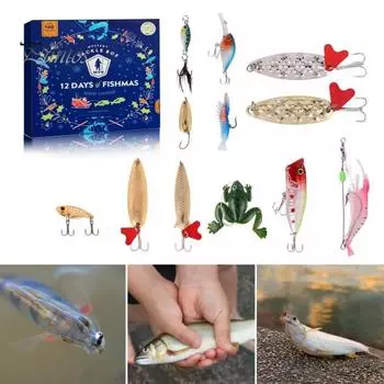12/24 шт./набор рыболовных приманок, слепая коробка, рождественский адвент-календарь, искусственная приманка с крючком, 12/24-дневный календарь обратного отсчета, рыболовные принадлежности, праздник B