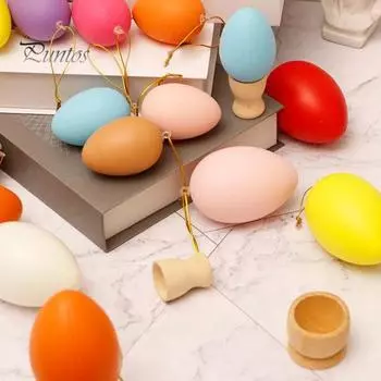 12/24 шт. пасхальные яйца украшения красочные пластиковые яйца дерево подвесное украшение дети DIY поделки игрушки для пасхальной вечеринки домашний декор 12pcs разноцветный