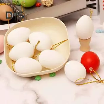 12/24 шт. пасхальные яйца украшения красочные пластиковые яйца дерево подвесное украшение дети DIY поделки игрушки для пасхальной вечеринки домашний декор 12pcs разноцветный