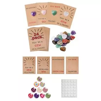 12/24 шт. Подарочные открытки на День святого Валентина в форме сердца с кристаллами для детей, мальчиков, девочек, малышей, школьных вечеринок 24PCS