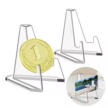 12/24 шт., прозрачная подставка для дисплея, мини-стабильная треугольная карточка для сбора монет, маленькая художественная нашивка, памятная медаль, держатель для дисплея, стойка для показа 12pcs