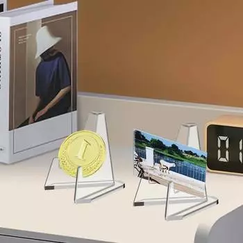 12/24 шт., прозрачная подставка, мини-стабильная треугольная карточка для сбора монет, фото, маленькое произведение искусства 12pcs