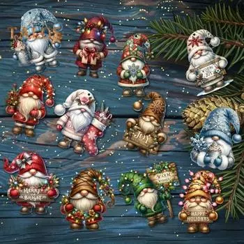 12/24 шт. Рождественские подвесные деревянные карликовые подвесные украшения, легко повесить декор для рождественской вечеринки, макет сцены 12pcs