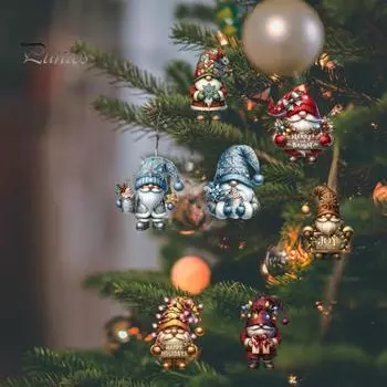 12/24 шт. Рождественские подвесные деревянные карликовые подвесные украшения, легко повесить декор для рождественской вечеринки, макет сцены 12pcs