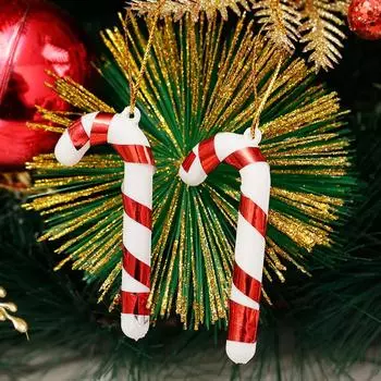 12/24 шт. Рождественские украшения в виде леденцов, пластиковые костыли, подвесная подвеска для рождественской елки, рождественский венок, украшение для новогодней домашней вечеринки 12pcs красный