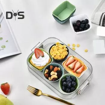 12/24 шт. Силиконовые чашки для кексов, пищевые, недеформирующиеся, не содержащие бисфенола-А, термостойкие, легкосъемные, многоразовые чашки для кексов 12pcs разноцветный