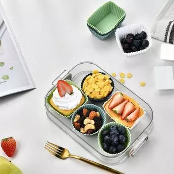 12/24 шт. Силиконовые чашки для кексов, пищевые, недеформирующиеся, не содержащие бисфенола-А, термостойкие, легкосъемные, многоразовые чашки для кексов 12pcs разноцветный