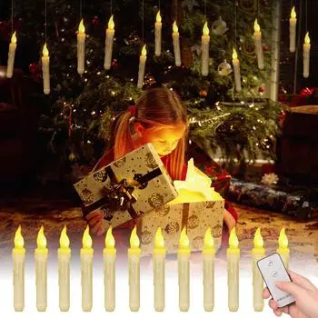 12/24 шт. в упаковке, подвесные светодиодные свечи, плавающие, конусные, беспламенные, мерцающие свечи с дистанционным управлением, работающие от батареек, для домашнего декора на вечеринку