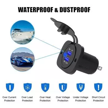 12-24 В 3,1 А водонепроницаемый универсальный USB-адаптер для розетки, зарядное устройство с двумя USB-разъемами для автомобиля, мотоцикла, грузовика, морского судна