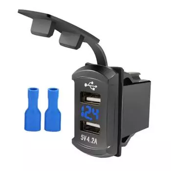 12, 24 В, 4,2 А, автомобильное зарядное устройство с двумя портами USB и дисплеем напряжения, водонепроницаемый модифицированный переключатель, адаптер автомобильного зарядного устройства для мобильного телефона Toyota, быстрая зарядка красный