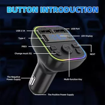 12/24 В автомобильный Bluetooth 5.0 FM-передатчик модулятор адаптер громкой связи автомобильное зарядное устройство Aux плеер USB 3.1A автомобильный доступ