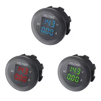12-24 В Автомобильный Мини Водонепроницаемый Двойной Напряжение VA Трехзначный Круглый Светодиодный Панель Цифровой Вольтметр Амперметр Тестер Монитор Дисплей Вольтметр красный