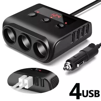 12-24 В автомобильный прикуриватель разветвитель автомобильное зарядное устройство с выключателем вкл/выкл 4 порта USB зарядное устройство для GPS мобильный телефон автозапчасти чёрный