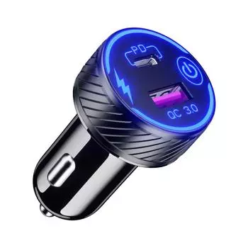 12-24 В двойное автомобильное зарядное устройство USB PD + QC3.0 быстрая зарядка с сенсорным переключателем диафрагмы металлический материал для автобуса прицепа автофургона лодки мотоцикла красный