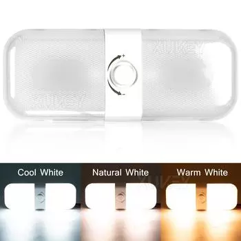 12-24 В светодиодный внутренний светильник для чтения с двойным куполом, потолочный светильник для кабины, лампа на крыше, бар, автодом, лодка, кемпер, прицеп, караван, грузовик, бесступенчатое затемнение белый