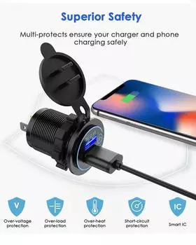 12-24 В, универсальная 4,2 А, двойная USB-розетка для зарядного устройства с сенсорным переключателем для автомобиля, лодки, мотоцикла, морского автофургона красный