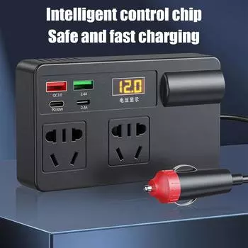 12/24 В в 220 В автомобильный инвертор многофункциональная розетка зарядное устройство для телефона зарядные устройства USB Type-C адаптер питания автомобильный преобразователь переключатель ВКЛ/ВЫКЛ
