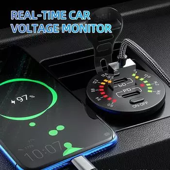 12/24 В водонепроницаемый USB PD выход быстрая зарядка 36 Вт двойной USB QC 3.0 автомобильное зарядное устройство со светодиодным вольтметром переключатель ВКЛ ВЫКЛ для автомобиля мотоцикла