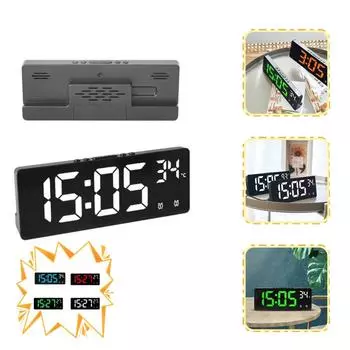 12/24H светодиодные цифровые электронные часы с подсветкой, большой циферблат, будильник, календарь температуры, ночник, прикроватная тумбочка, украшение для дома