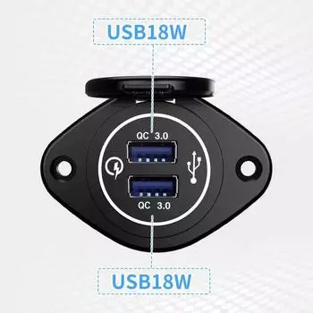 12-24 В 36 Вт Быстрая зарядка 3.0 Двойное зарядное устройство USB Адаптер розетки для быстрой зарядки Панельное крепление для мотоцикла автомобиля лодки автофургона UTV кемпера