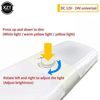 12-24V Infinite Dimming RV LED Dome Light Three Color Dimming Carriage Light Highlight 120 Beads Driver s Reading Light