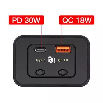 12/24V Panel Wall Mount Car Charger Socket Dual USB Fast Charging 48W PD Type-C QC3.0 for Motorcycle Car Bus Truck RV ATV