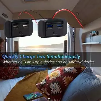 12/24v Qc3.0 Pd Car Charger Socket Quick Charge Dual Usb With On/off Outlet Panel Adapter For Truck Accessories V9o2