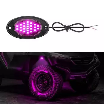 12/24V Truck Car Chassis Light LED Rock Lights 24 High Brightness LED Beads Neon Lamp for Pickup Off Road Jeep SUV ATV UTV Car 1pc