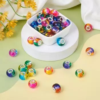 12/25/50/100 шт. Большие европейские бусины-разделители 15x12 мм, градиентные радужные разноцветные бусины-шармы Rondelle для изготовления ювелирных изделий 12pcs разноцветный