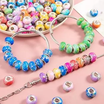12/25/50/100 шт. Европейские бусины для рукоделия, разноцветные бусины Lampwork, большие бусины-разделители для браслетов-подвесок своими руками, изготовление ювелирных изделий 12pcs