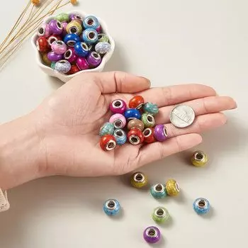 12/25/50 шт. Европейские бусины с большими отверстиями, имитация бирюзы, свободные бусины-разделители, подвески-слайды, двойное макраме, изготовление ювелирных изделий 12pcs