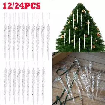 12/2 шт. Рождественские прозрачные сосульки, подвесные сосульки, прозрачные сосульки, декор для зимней вечеринки, свадьбы