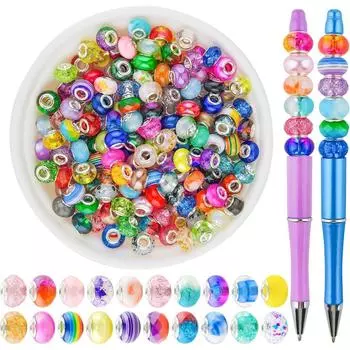 12/30/60 шт. Большие бусины с отверстиями для ручек 14 мм Большие разделительные бусины для ручек с бусинами Изготовление ювелирных изделий Фокусные бусины для ручек Изготовление брелоков 12pcs розовый
