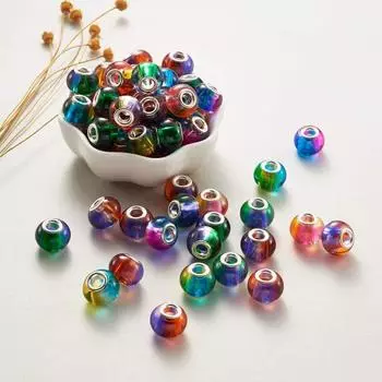 12/30/60 шт. Большие европейские бусины-разделители 15x12 мм, градиентные радужные разноцветные бусины-шармы Rondelle для браслета-цепочки «змейка», изготовление ювелирных изделий 12pcs