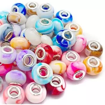 12/30/60 шт. европейские бусины-разделители Lampwork с большими отверстиями, ассорти из европейских бусин для рукоделия, разноцветные для самостоятельного изготовления ожерелий, браслетов, ювелирных изделий 12pcs