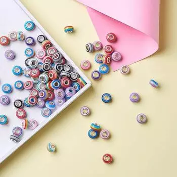 12/30/60 шт. Радужная полосатая рондель европейские бусины с большими отверстиями подвески свободные разделительные бусины двойные сердечники для браслетов своими руками змеиные цепочки изготовление ювелирных изделий 12pcs