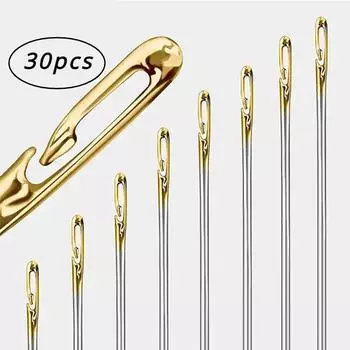 12/30 шт. швейные иглы с боковым отверстием из нержавеющей стали для пожилых людей, ручная булавка для шитья, самостоятельная игла для заправки нити
