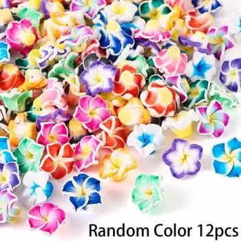 12/32/52pcs Clay Material Plum Blossom Bead Polymer Clay Flower Interval Bead Colorful Flower Bead DIY Summer Beach Foot Chain Bracelet Earrings 12pcs