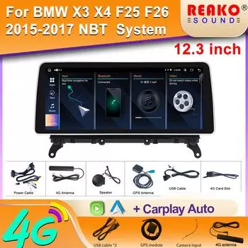 12,3 Android Autoradio Carplay для BMW X3 X4 F25 2015-2017 NBT Car radio мультимедиа GPS стерео 4G WIFI аудио 8 core 4GB+64GB