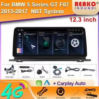 12,3-дюймовый автомобильный радиоприемник для BMW 5 серии GT F07 2013-2017(НБТ) Система Беспроводной CarPlay Android Auto автомобильный мультимедийный проигрыватель Головное устройство 8 core 4GB+64GB