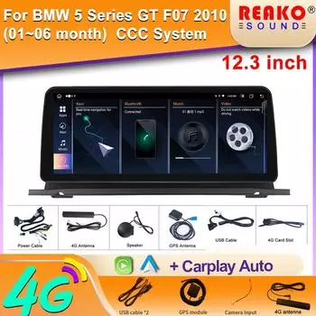 12,3-дюймовый автомобильный радиоприемник для BMW 5 серии GT F07 2010 CCC, система беспроводного CarPlay, Android, автомобильный мультимедийный проигрыватель, головное устройство 8 core 4GB+64GB