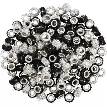 12/40/80 шт. 11 мм Стразы Европейские бусины Большие отверстия Разделительные бусины Алмазные бусины для волос Шарм Rondelle для DIY Европейский браслет с подвесками Цепочка-змейка 12pcs белый