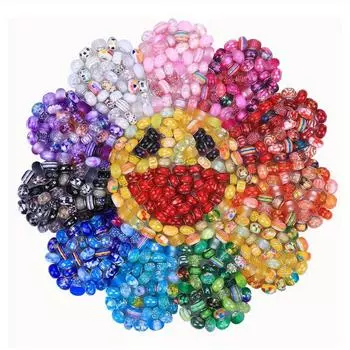 12/40pcs resin material randomly mixed large hole bead decorative bead craft interval bead DIY bracelet necklace anklet earring jewelry production 12pcs