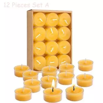 12-48 шт. натуральные восковые чайные свечи бездымные экологически чистые свечи рождественские чайные свечи для домашней атмосферы спа-декор