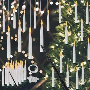 12/48 шт. плавающие светодиодные свечи с пультом управления таймером, мерцающая электронная подвесная свеча с леской и зажимами для декора на Хэллоуин