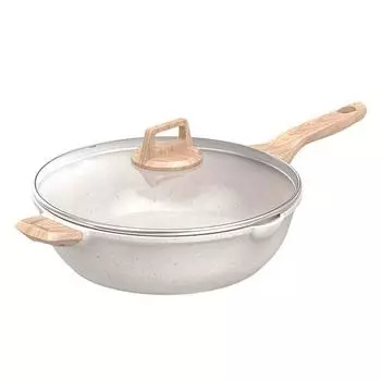 12,5-дюймовая глубокая сковорода с антипригарным покрытием и крышкой, индукционная посуда для сковороды, кухонная сковорода с антипригарным покрытием, не содержащая ПФОК 32CM