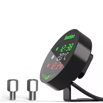 12.5 x 10.8 x 5см 5 в 1 Мотоциклетный Светодиодный Вольтметр Термометр Черный Водонепроницаемый