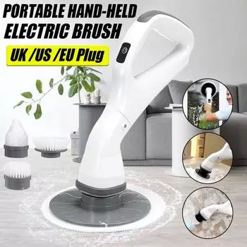 12,6*5,1 дюйма Вращающаяся электрическая чистящая щетка Водонепроницаемая чистящая губка Чистящая щетка Набор инструментов для уборки ванной комнаты Белый