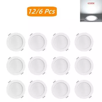 12/6 шт. светодиодный светильник AC220V потолочный встраиваемый светильник круглый светодиодный панельный светильник прожектор лампа для гостиной Decora освещение 7W&6PCS