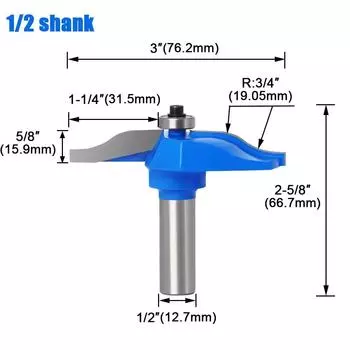 12.7 Handle 12 Handle Household West Door Panel Line Knife Bakelite Slotting Table Edge Line Cabinet Door Panel Knife Woodworking Milling Cutter Head Hoximen board knife 1/2 * 76 blue